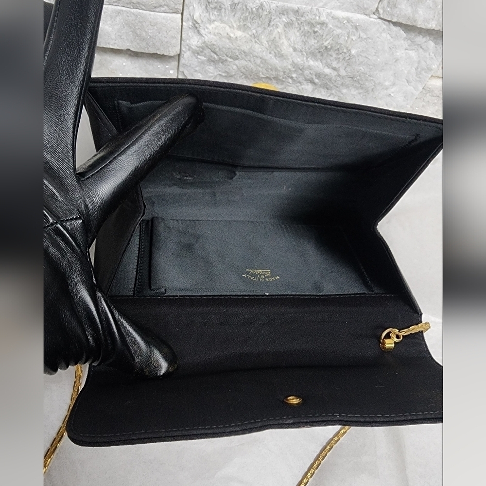 Black Mini Gucci Bag – Vintage Style, Wear as Clutch or Shoulder Bag - Picture 11 of 12